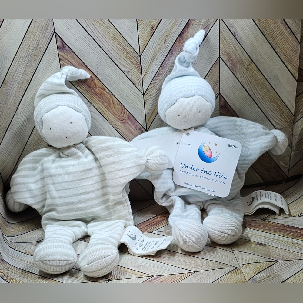 NWT lot of 2 Under The Nile Organic Cotton Dolls Newborn gifts